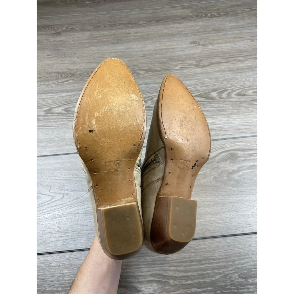 Frye Women's Sacha Moto Schootie‎ Zip Up Ankle Boots Light Beige Size 9 B